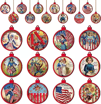 24 Pcs 4Th Of July Ornaments For Tree Memorial Day Decorations Vintage Patriotic • $10.21