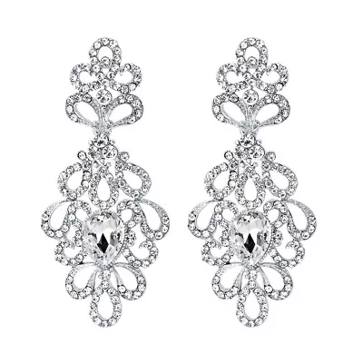 £5.93 • Buy Crystal Simulated Diamond Silver Gold Drop Earrings Wedding Party Jewellery