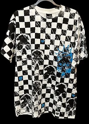 Y2K VTG 2000 Hybrid Tees Skulls Diamonds Mens Large T-shirt Black White Checker • $15.87