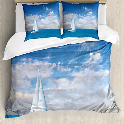 Ocean Duvet Cover Modern Sail Boat On Sea • £32.99