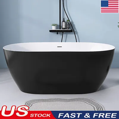 67'' Acrylic Freestanding Bathtub Soaking Tub W/Integrated Slotted Overflow Oval • $1049.90