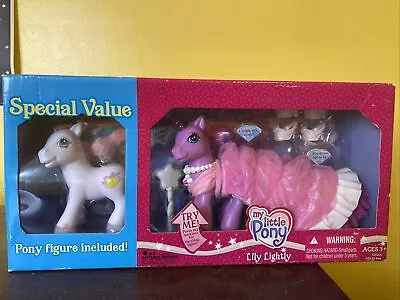 2006 My Little Pony G3 LILY LIGHTLY Purple Unicorn With LULABELLE IN BOX • $40