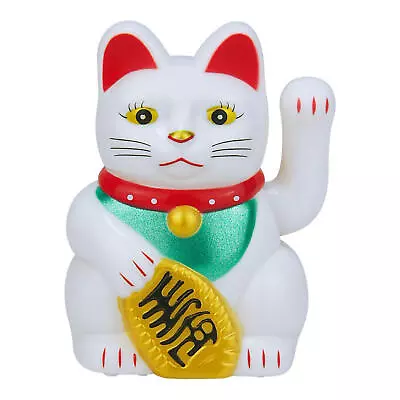 White Plastic Maneki Neko Beckoning Lucky Money Cat Waving Arm For Good Luck • $9.82