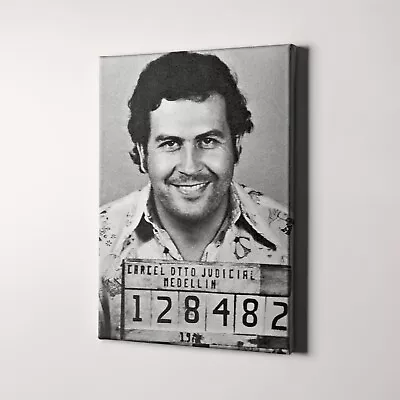 Pablo Escobar Prison Mug Shot Famous Jail Mugshots Vintage Canvas Wall Art Print • $59