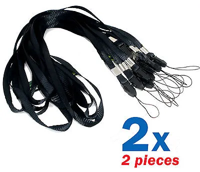 Lanyard Neck Strap Card Holder Staff Camera Mobile Phone ID Badge USB Keys Black • £4.99