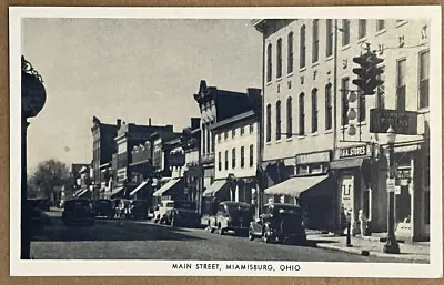 Miamisburg Ohio Main Street View Old Cars Vintage Postcard C1940 • $8.98