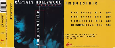 Captain Hollywood Project - Impossible (Remixes) (4 Track Maxi CD) • £1.29