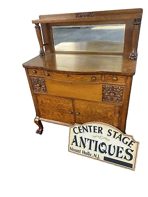 64822  Antique Victorian Oak Buffet With Mirror • $575