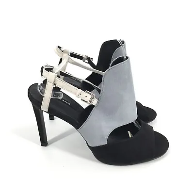 Zara Basic Two Tone Peep Toe High Heels 40 US 9 Blue Black Cuff Bootie Sandals • $29.75