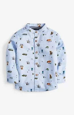 £6 • Buy Next Boys, Blue Zoo Animal Shirt With Grandad Collar, 3-4 Years, USED