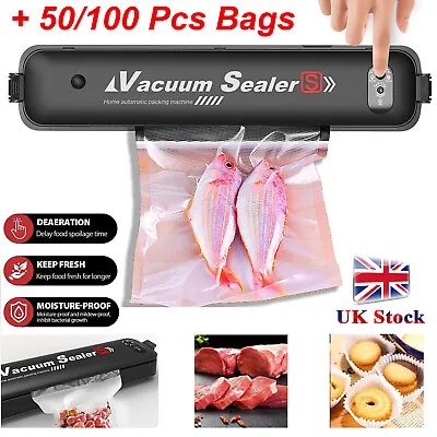 3 In1 Portable Manual Vacuum Sealer Machine Food Dry Wet Vaccum Packing +100Bags • £15.98
