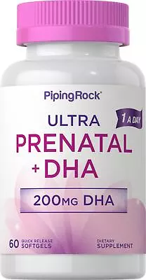 Prenatal Vitamins For Women | 60 Softgels | With DHA And Iron | By Piping Rock • $12.79