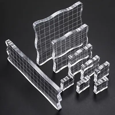 9 Pcs Acrylic Stamp Blocks Clear Stamping Blocks Transparent Acrylic Stamps St • £10.93