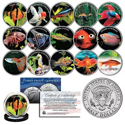 TROPICAL FISH Freshwater Aquarium Tank JFK Kennedy Half Dollars U.S. 15-Coin Set • $79.95