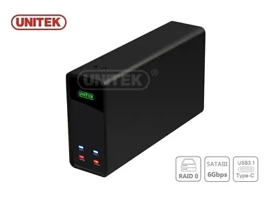 New Unitek Y-3364 Raid 0 Dual 2.5  USB 3.1 To SATA SSD HDD External Case • £57.59