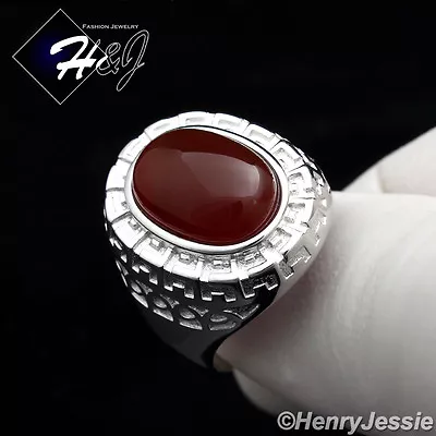 Men 925 Sterling Silver Simulated Carnelian Oval Stone Ring*sr44 • $35.99