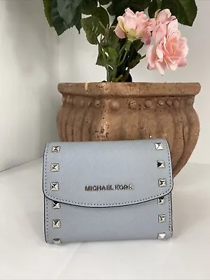 New Michael Kors Wallet Ava Small Silver Studs Blue Leather W4 • $89.99