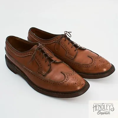 FLORSHEIM IMPERIAL Shoes 12C Brown Leather V-Cleat Longwing Blucher 93602 1976 • $179.99