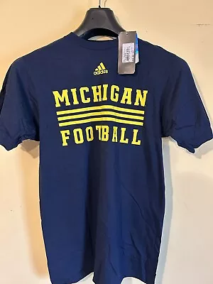 Adidas Michigan Football Blue T Shirt 100% Cotton Size M New • $5