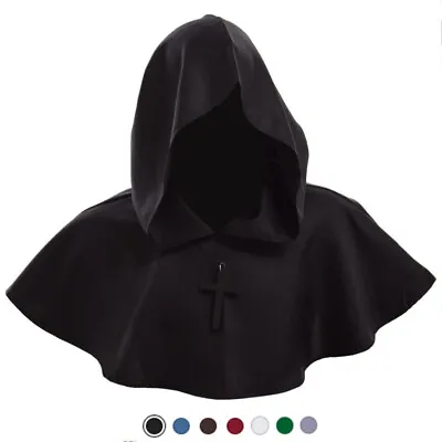 New Medieval Hooded Wicca Pagan Cowl Hood Monk Halloween Fancy Costume • $9.99