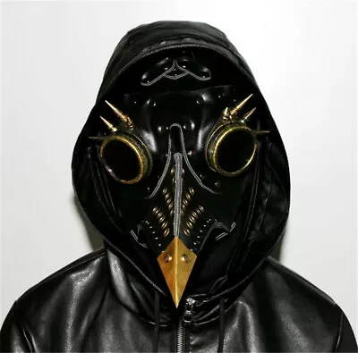 Faux PU Leather Plague Doctor Mask Gothic Steampunk Retro Rock Cosplay Costume • $37.99