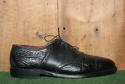 Vintage ALLEN EDMONDS 'Tulane' Sharkskin Leather Brogue Saddle Shoes Sz. 11 A • $59.95