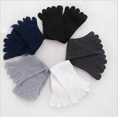 5 Pairs Men's Cotton Blend Soft Five Fingers Five Toe Socks Absorbent Stockings • £5.99
