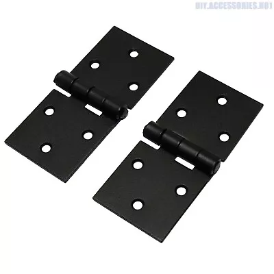 £2.99 • Buy Pair 45 X 100mm BLACK Backflap Hinge Heavy Duty Strap Steel Door Box Powder Coat