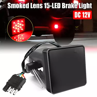 Smoked Lens 15-LED Brake Light DRL Trailer Hitch Cover Fit 2  Towing & Hauling • $13.98
