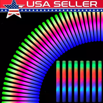 $879.88 • Buy 100-1000Pcs Light Up Foam Sticks Rally Rave Cheer 3LEDs Wand Flashing Glow Stick
