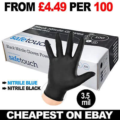 Black Nitrile Powder & Latex Free Thick Disposable Gloves Tattoo Mechanic 100 • £49.95