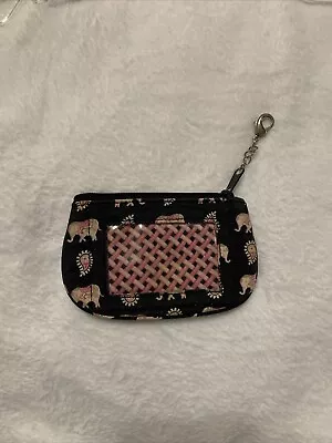 VERA BRADLEY ID Zipper Coin Purse  Wallet  Pink Elephant Paisley PB76 • $7