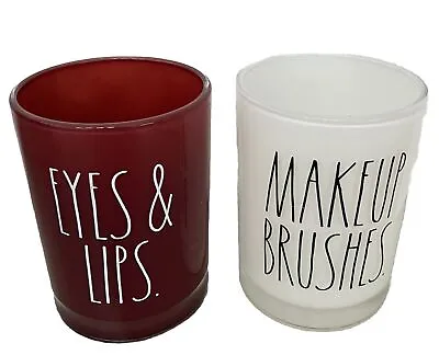 Eye’s & Lips And Makeup Brushes Rae Dunn Makeup Glass Cups Set Of 2 Cups • $2.99