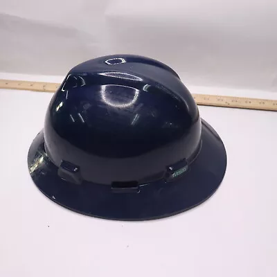 MSA Full-Brim Hard Hat W/ Suspension Polyethylene Shell Navy Blue - No Harness • $13.74