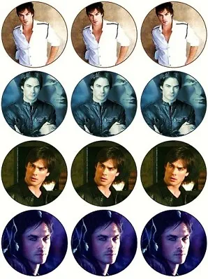 24 Damon Salvatore Vampire Diaries Fairy Cake Toppers Edible Party Decorations • £2.25
