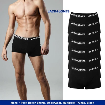 £27.99 • Buy Mens 7 Pack Jack & Jones Boxer Shorts, Underwear, Multipack Trunks, Black, New