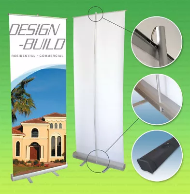 33x79 Retractable Banner Stand + PRINTING Roll Pop Up Trade Show Sign Display • $79.99