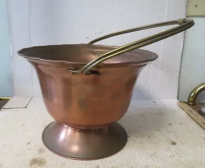 Vintage Copper & Brass Pot / Planter / Bowl / Bell Shaped / Rolled Edge • $19.96