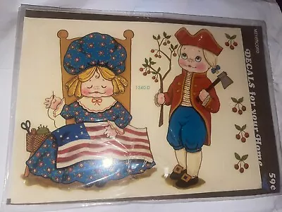 New VTG 1970s Meyercord Woman Making Flag Girl With Hatchet Cherry Tree 1540-D • $11