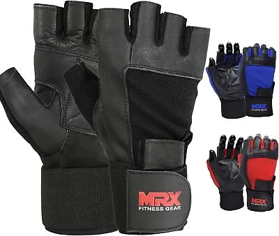 Men's Weight Lifting Gloves Gym Training Workout Grip Glove Long Wrist Strap MRX • $11.49