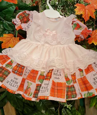 DREAM SALE 0-3 Months Baby Girls Pink Teddy Patchwork  Traditional Netted Dress • £9.99