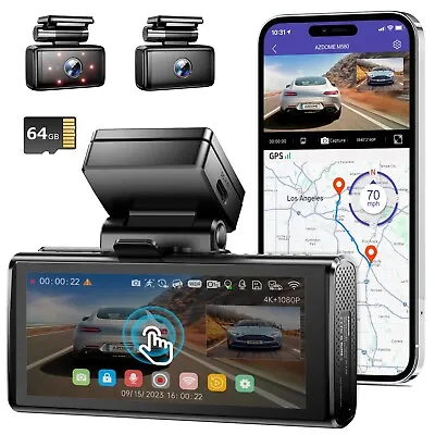 5K Dash Cam 3Lens 5.8GHz WiFi GPS Car Cameras Free 64GB TF Night Vision G-Sensor • $112.99