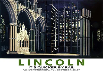 Angel Choir Lincoln Cathedral LNER  Train Rail Travel  Poster Print • £8.99