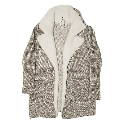 ZEBRA Sherpa Knit Coat Grey Womens S • £22.99