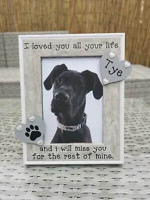 Personalised Dog Memorial Photo Picture Frame In Grey In Loving Memory Any Word • £11.95