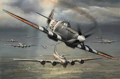 Allies In Arms By John Shaw Aviation Art Signed By Johnnie Johnson & B17 Pilots • $295