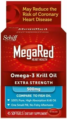 MegaRed Omega-3 Krill Oil 500mg Extra Strength- 40 Softgels Exp 08/2025 • $16