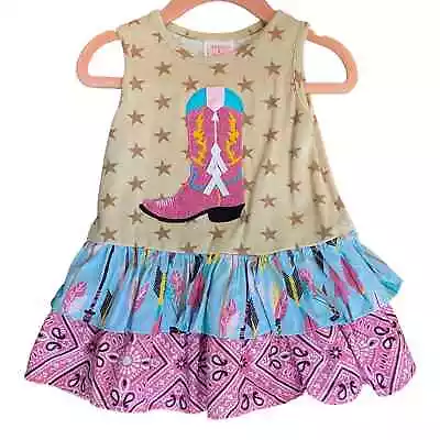 Molly & Millie Ric Rac Ruffles Toddler Girls Western Boot Dress Size 18 Months  • $39.99