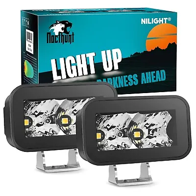 Nilight Motorcycle Led Pods 2PCS 3Inch 10W Flood Beam Square Mini Work Lights • $29.99