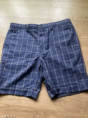 BNWT Next Slim Fit Tailored Navy Check Shorts  Size 32 Waist  £25 • £10.99